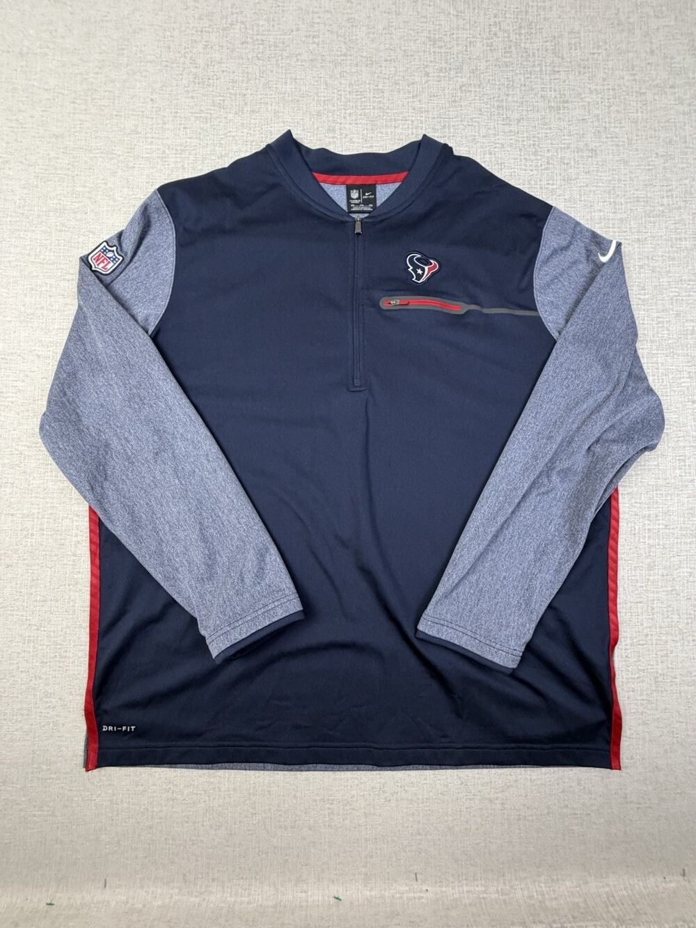 Nike Houston Texans Men’s XXL NFL On Field Dri-FIT Quarter Zip Pullover